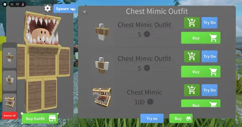 Avatar Outfit Shop view showing the items in an outfit